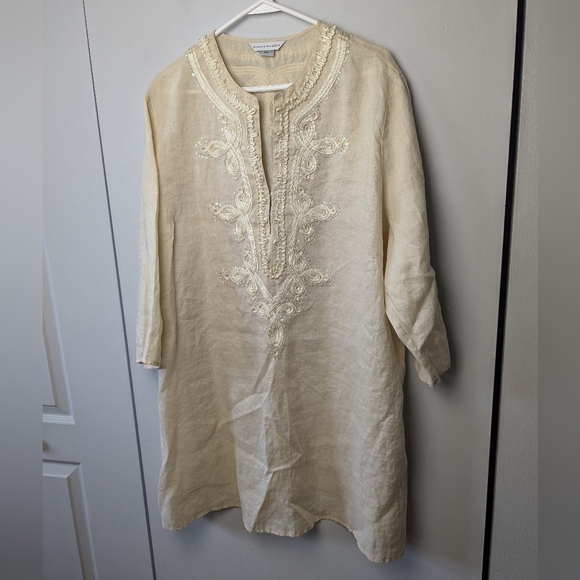 BIANCA NYGARD Plus Size Tunic Women Blouse Size 24W 100% Linen Boho - Picture 1 of 12